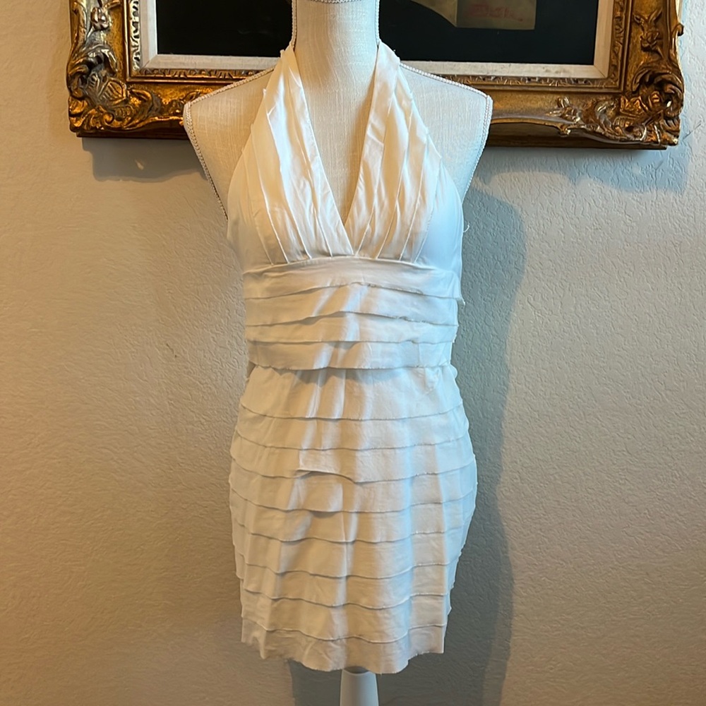 BCBG Elegant White Halter Dress